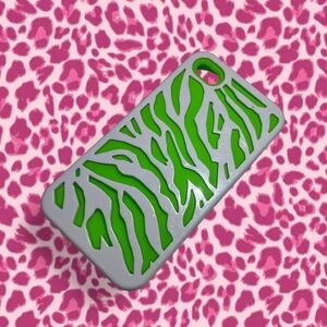 Scenecore Y2K Neon Green/White Zebra Print iPhone Case